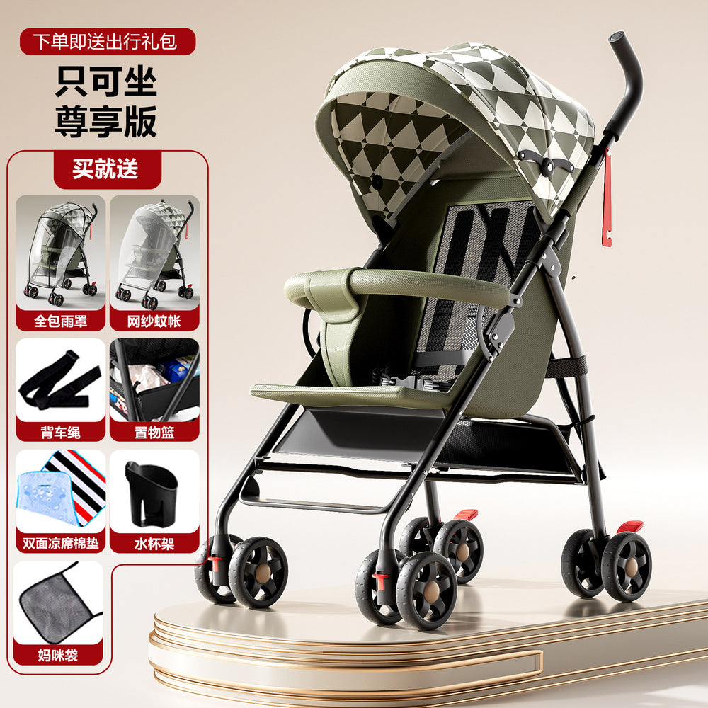 Baby stroller lightweight foldable umbrella stroller reclining seat summer travel pram for infants and toddlers