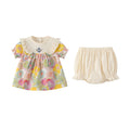 Girls' princess dress set -  summer korean style floral dress, cute princess dress with shorts for toddlers