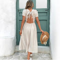 european and american spring/autumn new v-neck casual backless summer dress