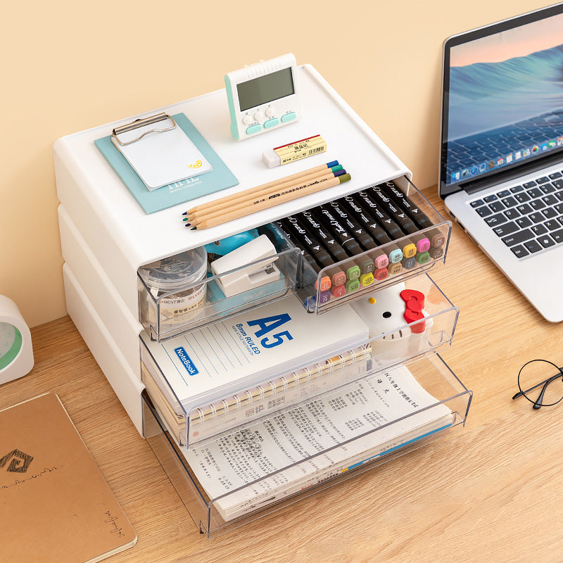 Japanese lipstick cosmetic storage box transparent desktop storage box drawer type book data cable stationery storage box