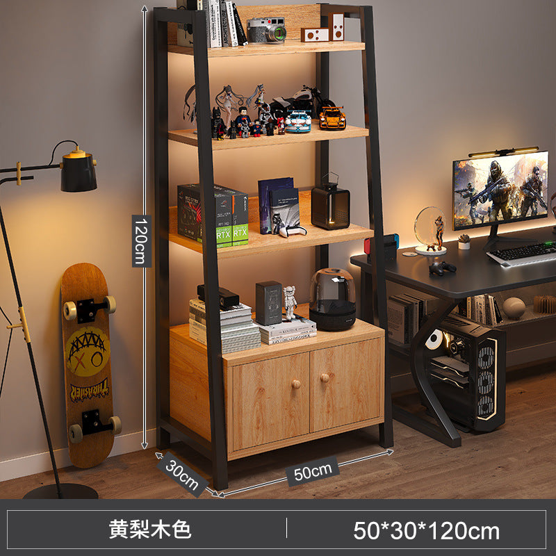 Shelf Floor-to-ceiling storage shelf Multi-layer bookshelf E-sports room Computer table Locker Wrought iron trapezoidal display shelf