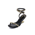 export 2026 summer new square toe high heel sandals women's sexy single strap rivet fashion roman sandals