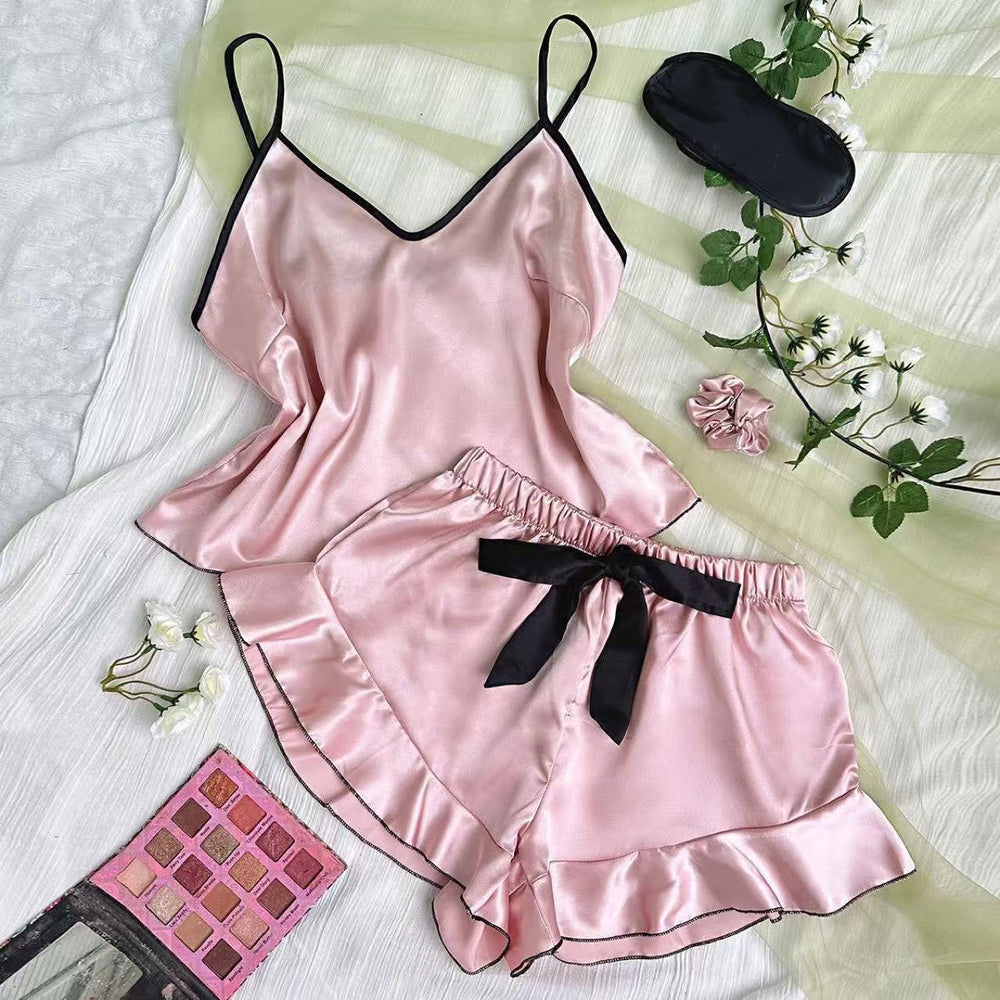Women's summer lightweight cami shorts set - sexy cami dress loungewear, sleeveless pajamas wholesale for export