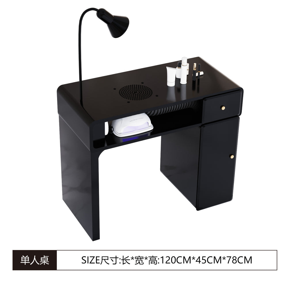 New arrival: extra-wide 45 turbine engraved grade vacuum marble & porcelain surface multifunctional minimalist nail table and chair set