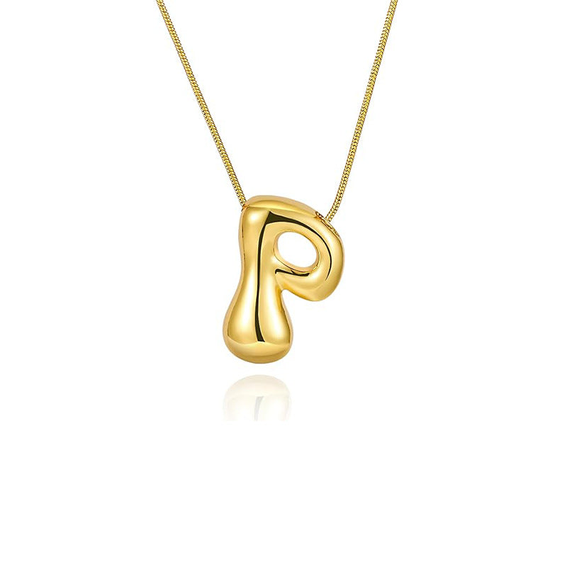 Amazon bestseller: premium bubble 26-letter gold pearlized necklace pendant - stylish women's accessory