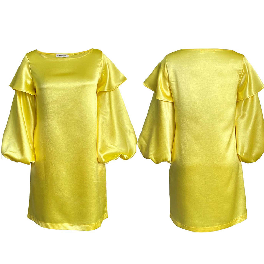 D3075  autumn plus size fashion women's loose puff sleeve european and american african mom dress cross-border dress