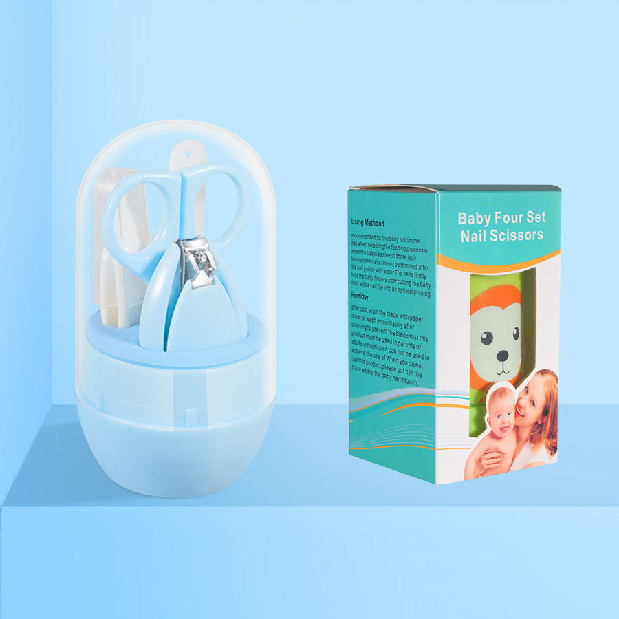 English Boxed Baby Nail Scissors Set Baby Manicure Clipper 4-piece Set Anti-Clip Nail Clipper Manicure Tool