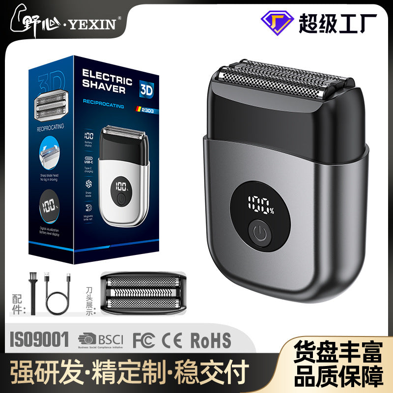 new reciprocating electric shaver for men, full body washable, triple blade head, rechargeable razor, beard trimmer