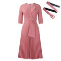 Q108  foreign trade women's new fashion ol blazer collar fashion tie waist pleated african dress