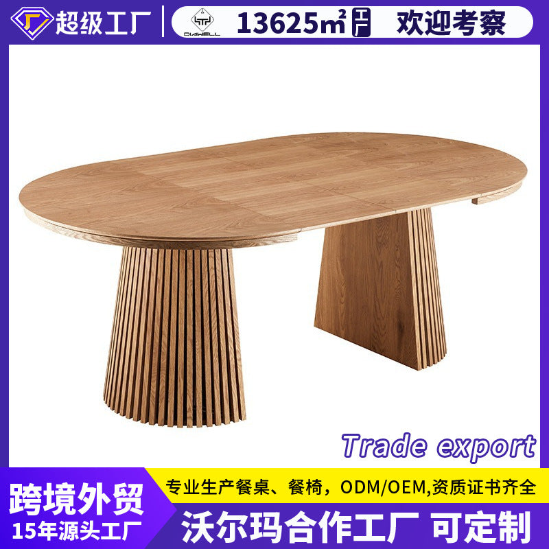 Dining tablesolid wood veneer dining table retractable foldableaccessible luxuryexport restaurant for homemdf round table