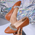 export plus size casual flats women's  spring pointed toe comfortable rhinestone low heel flat shoes wholesale