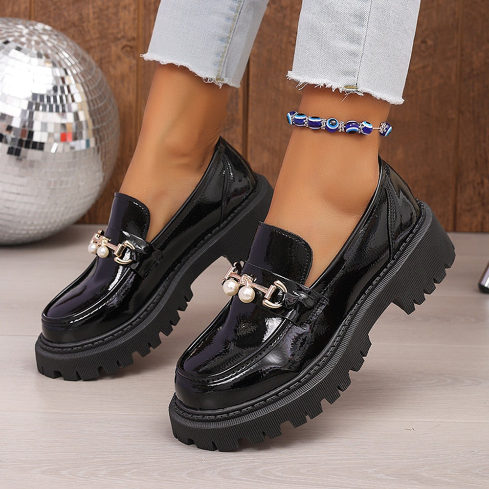 plus sizeflats women's  new 5cm thick sole patent leather mary jane shoes slip-on small fragrant style loafers