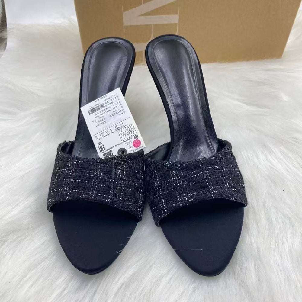 Za's 2025 new women's shoes: low-heeled, elegant, socialite-style pumps with closed toe, low-cut design, and ankle strap
