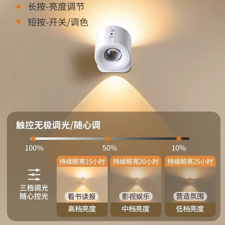 Rechargeable spotlight - no wiring, no drilling! wireless led wall light for home, remote control, background wall, bedside reading lamp