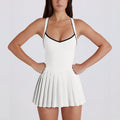 short skirt with chest pad dresspleated skirt bottom pants breathable quick-drying sports running fashion tape tennis skirt