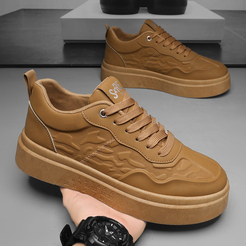 Xiaobai men's shoes 2026new arrivalspring breathable easiest for matchcasual leather shoes spring & fall sports thick sole heightening mcqueen sneakers