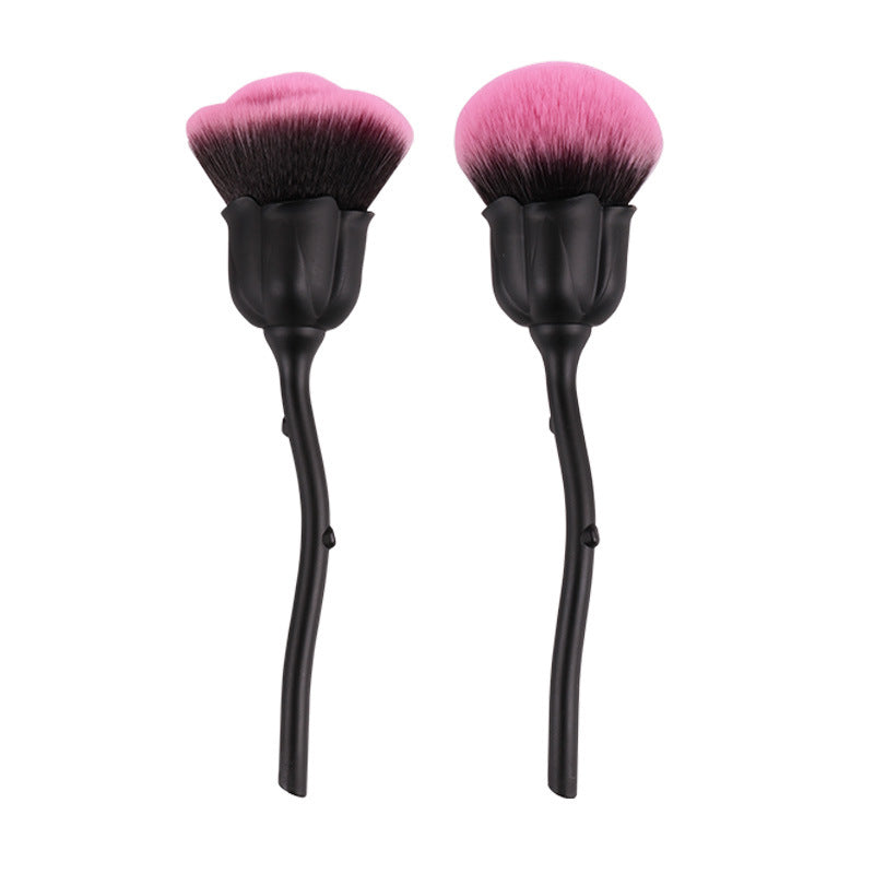 New black rose powder brush - single, soft bristle dusting brush for makeup and nail art - beginner-friendly powder brush