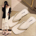 Women's flip-flops - 2025 new summer collection - versatile flat sandals with pearl accents - french style beach slippers