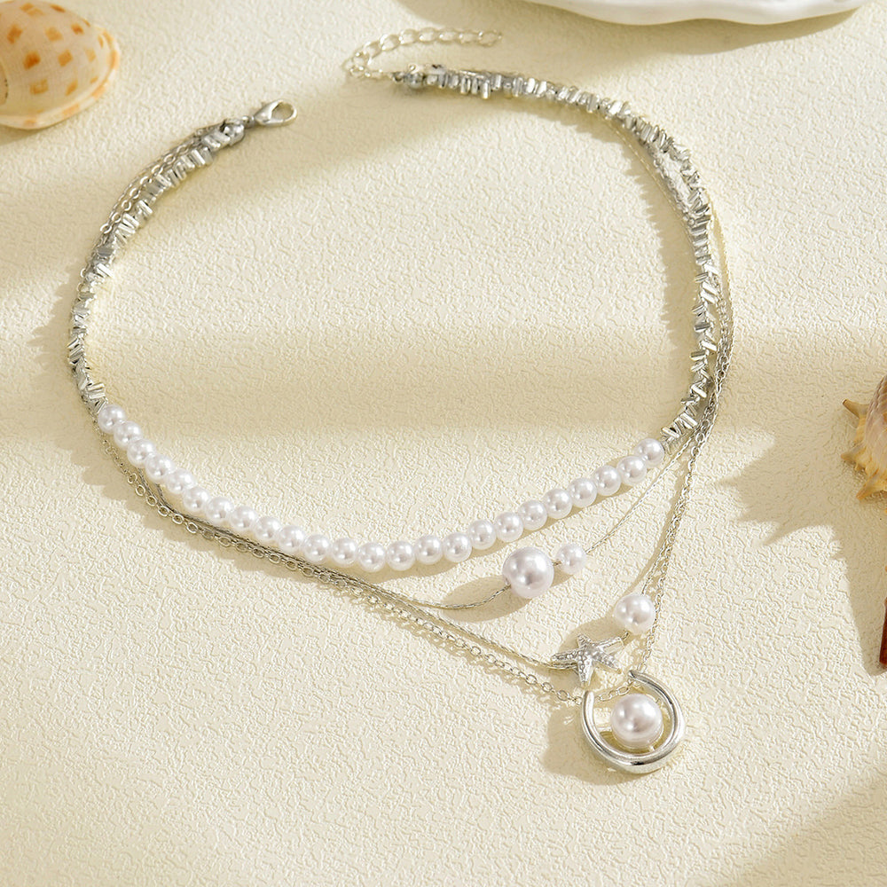 Wholesale faux pearl necklaces: european & american fashion, vintage-inspired, understated luxury, unique & high-end, choker necklaces with star pendants for women