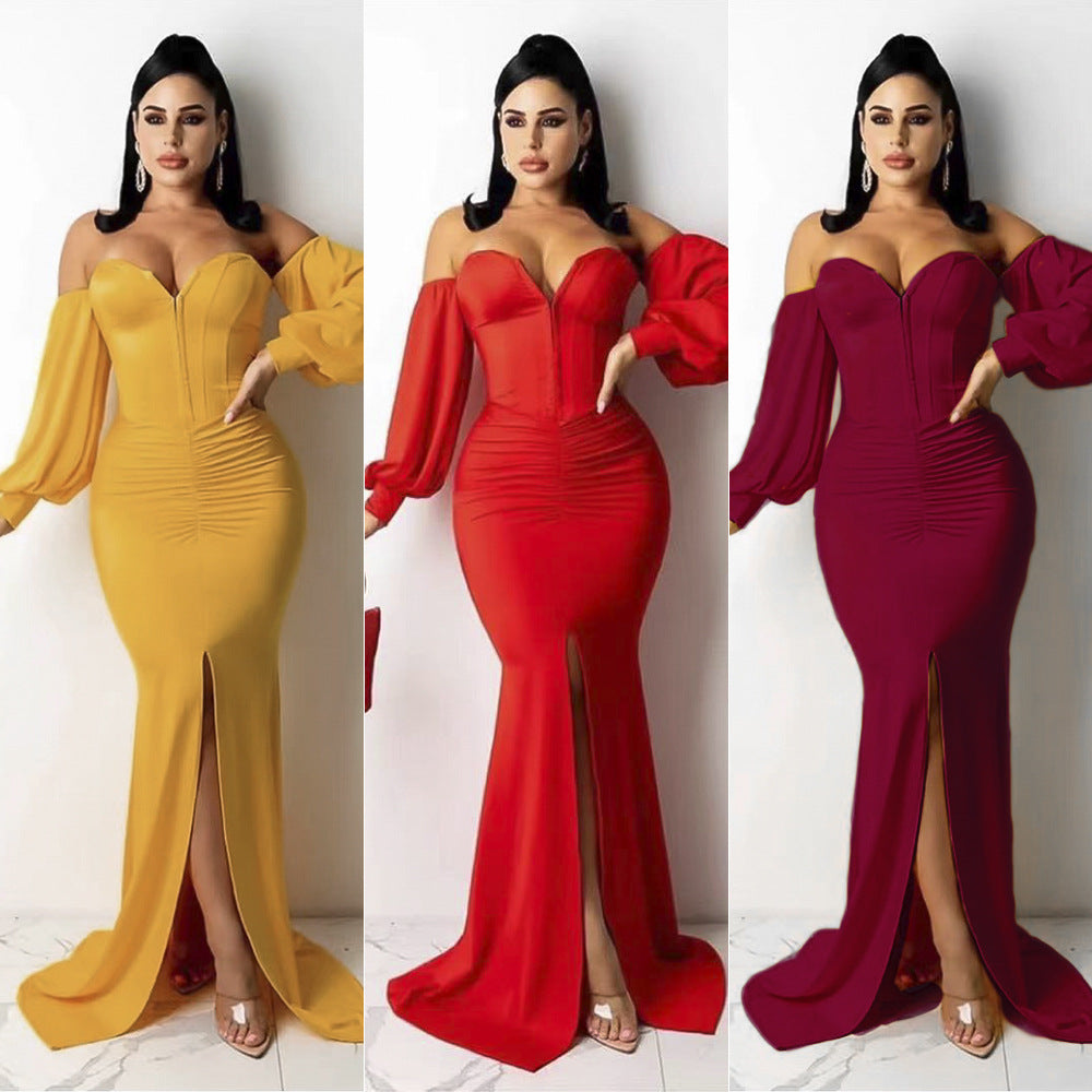 African women's corset bodycon floor-length sexy party dress evening gown - cross-border supply * includes clear straps