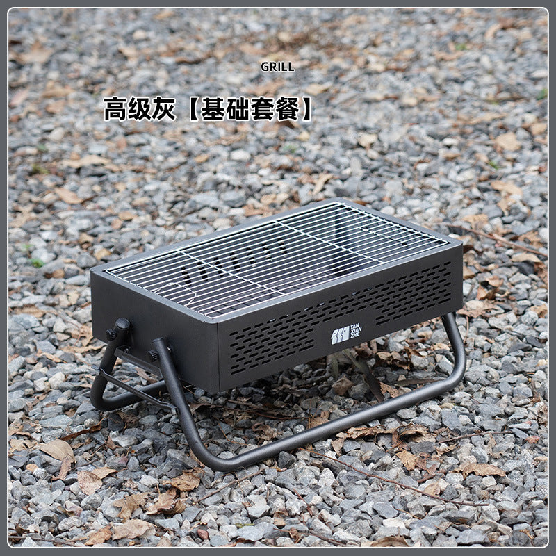 Outdoor bbq grill, detachable multifunctional rotisserie, foldable rack, home-use fire pit for tea brewing, charcoal grill