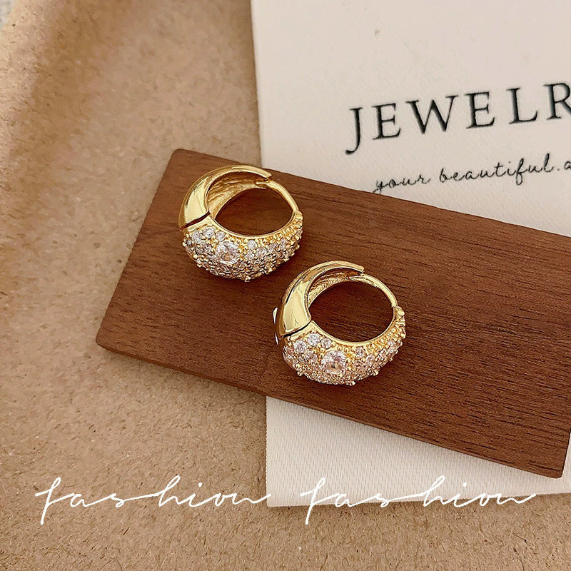 925 silver needle hong kong style retro metal earrings for women classy geometric plain hoop earrings easiest for match exaggerated work clothing earrings