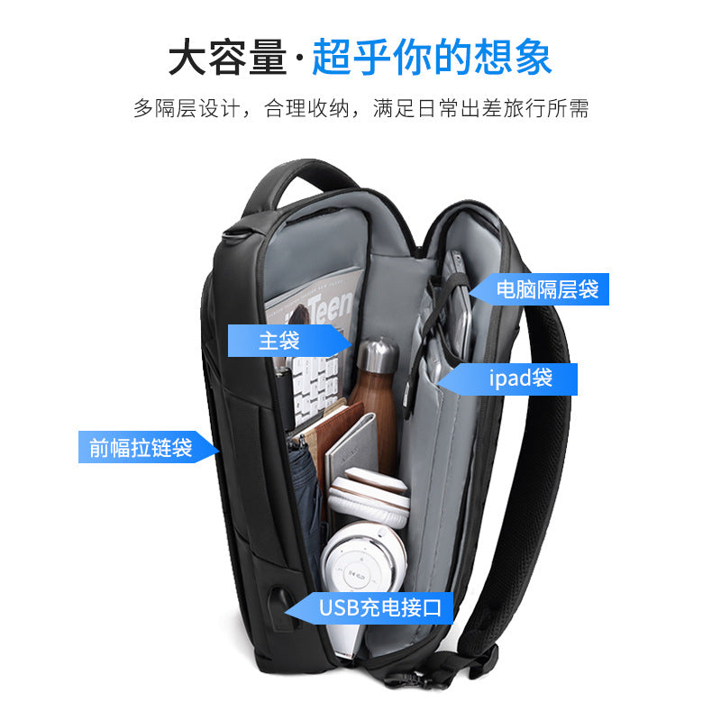 Off-route backpack New  men's business bag can span one shoulder obliquely Multifunctional 15.6 Computer bag wholesale
