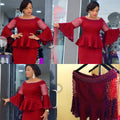 supply horn sleeves beaded sparkling sequin waist lotus leaf tops + skirt suit hot sale special price big sale