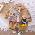 Spring & fall boys handsome baby clothes fashionable spring new outwearsuitthree-piece set one year old baby boy spring clothes