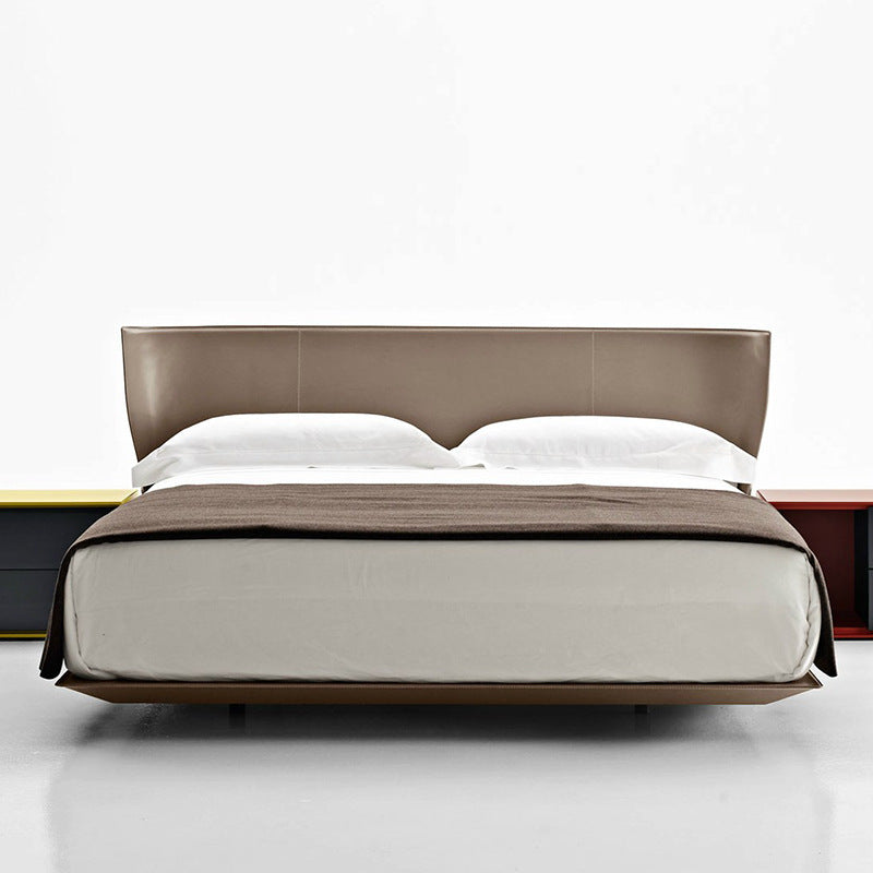 Italian normcore suspended bed master bedroom saddle leather alys bed 1.8m retro luxury double genuine leather art wedding bed