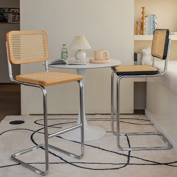 Nordic solid wood rattan retro home high stool simple bar chair bar chair reception high chair bar stool