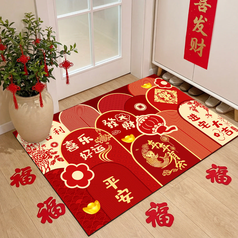 Entrance door floor mat, door mat, red door mat, new house, housewarming, new arrival, soft suede door carpet