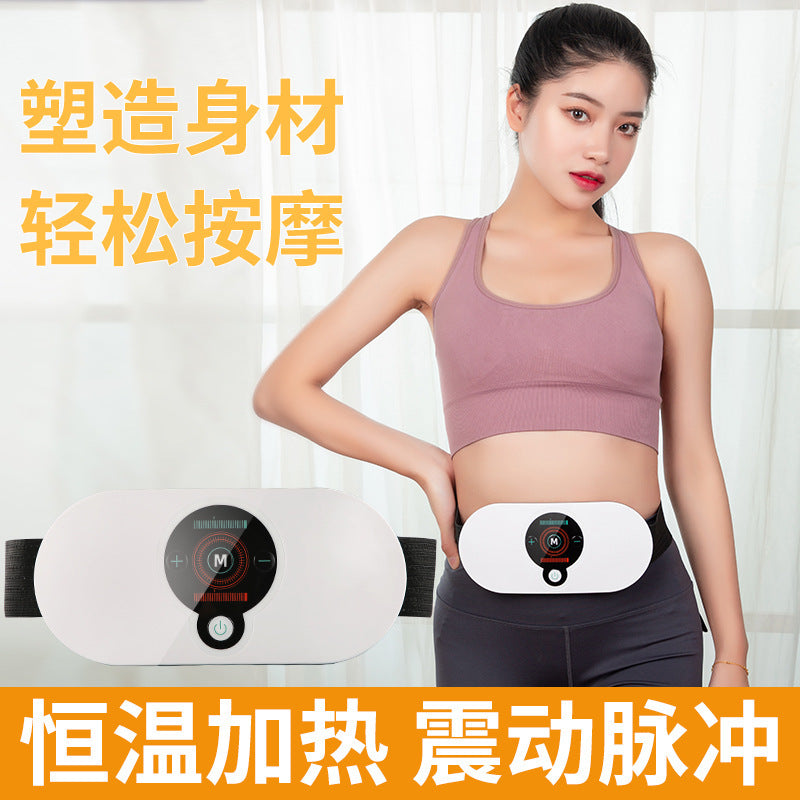 Heated abdominal massager - therapeutic vibration, slimming pulse, waist warmer, uterus soothing, smart therapy device with hot compress