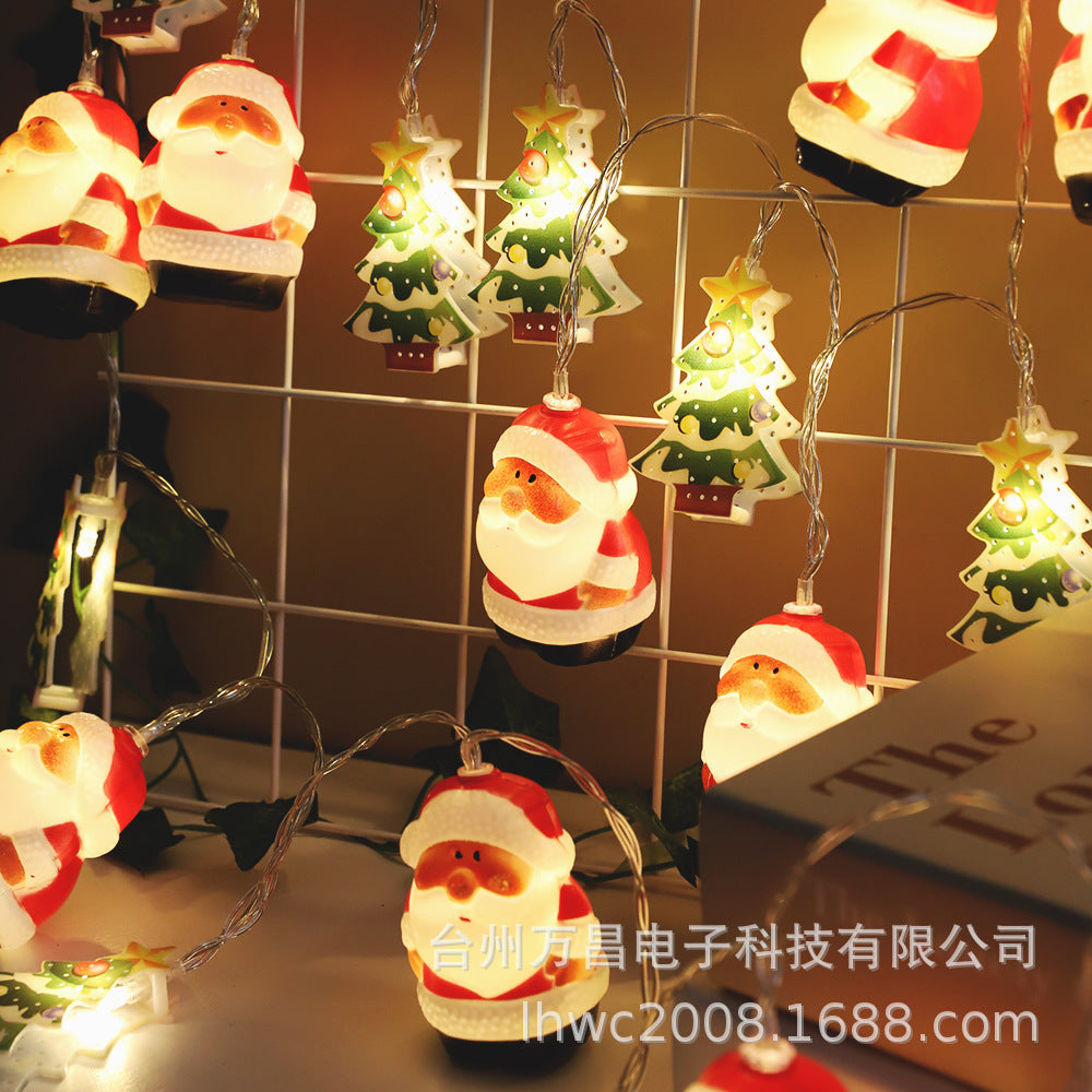 LED Santa Claus Head Light String Outdoor Waterproof Creative Snowman Light String LED Christmas Decoration Flash Light String