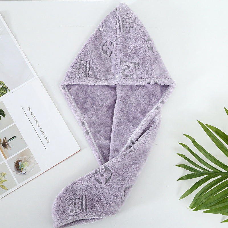 Coral fleece hair drying cap - quick absorption, soft & gentle, fast drying, perforated floral design, women's head wrap - wholesale