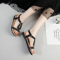 Flat bottom rhinestone & hotfix crystal roman sandals - women's 2025 summer new korean style plus size elastic band sandals