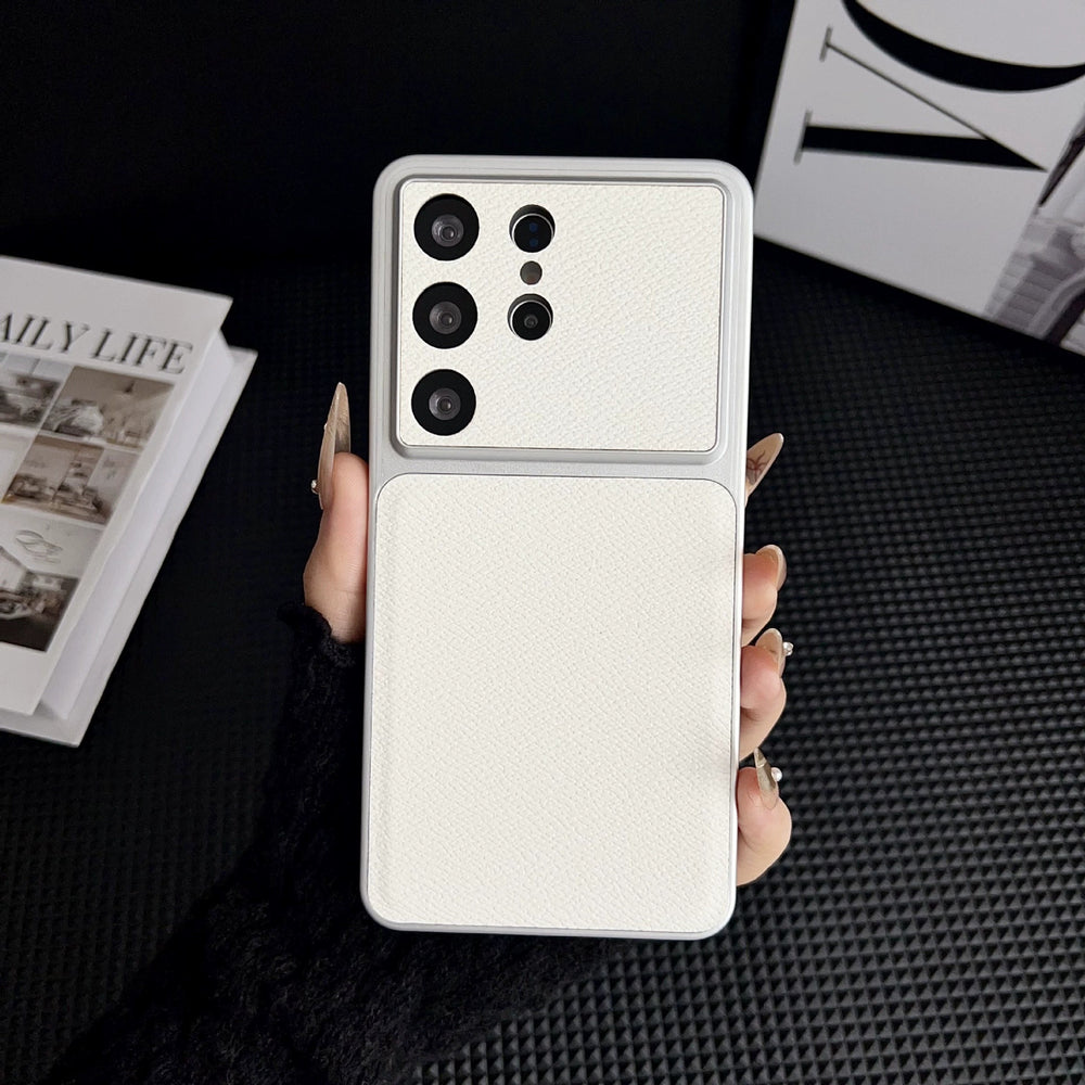 Suitable for samsung s26ultra plain leather mobile phone case small v pattern anti-fall simple cross-border s25 protective cover foreign trade case
