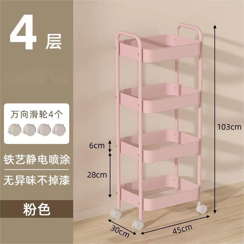 Influencer-style rolling cart shelf - home use, kitchen, bedroom, snack rack, living room multifunctional storage organizer - wholesale
