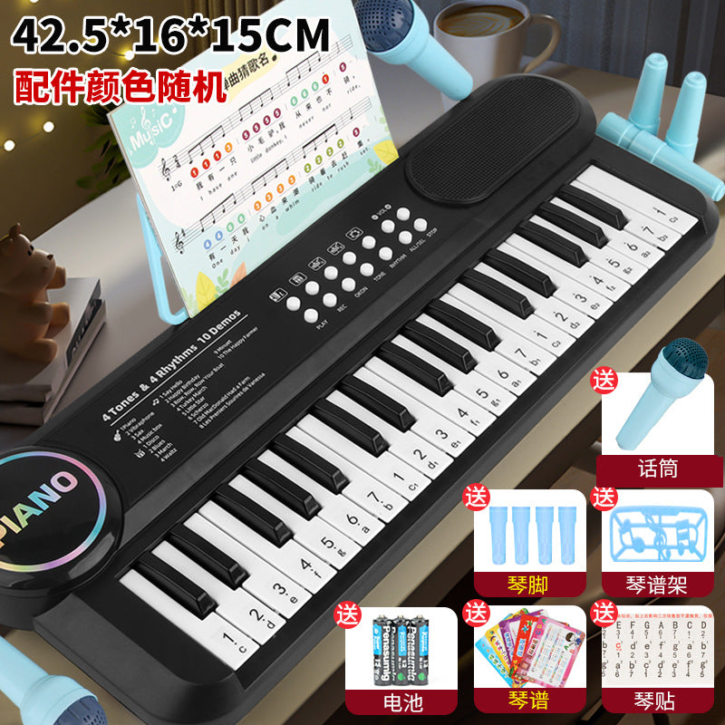 New children's piano 37-key multifunctional electronic keyboard - early education toy with microphone for girls