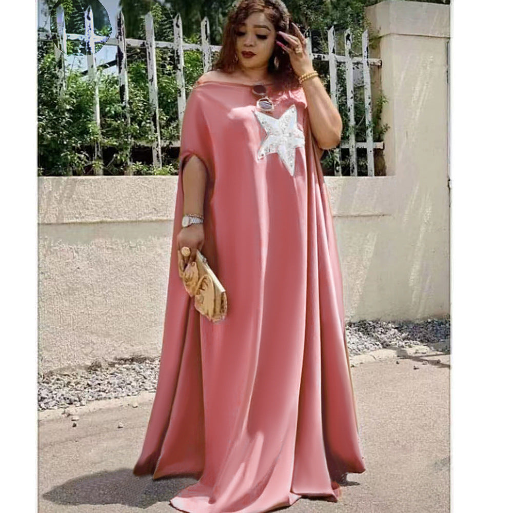 foreign trade hot-selling women's plus-size off-the-shoulder dress, african-style  maxi robe