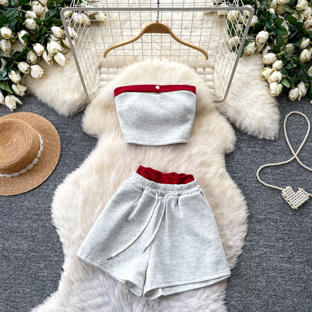 Pure desire hot girl halter sexy vest suit women's summer two-piece set fashion slimming lookcasual sports pure desire style