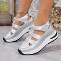 summer new arrival: wedge heel sandals - closed toe, hollow-out design, breathable, women's export style, plus size platform chunky sole, velcro closure