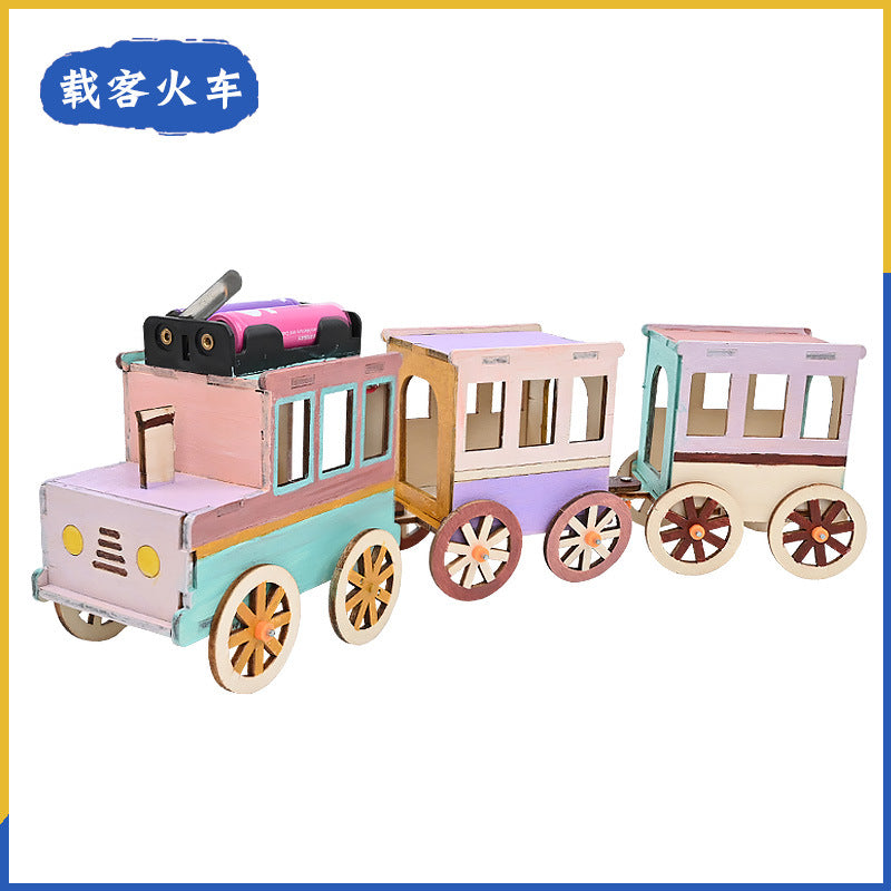 Sightseeing train DIY small train Primary school students Science experiment Handmade homework Puzzle technology Small production Material package