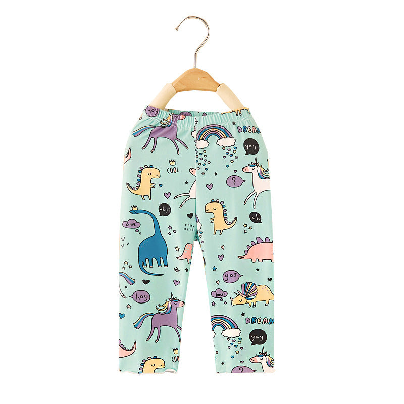Girls' knitted printed capri leggings - summer cotton kids' clothing - spring/summer lightweight outerwear for toddlers and young children