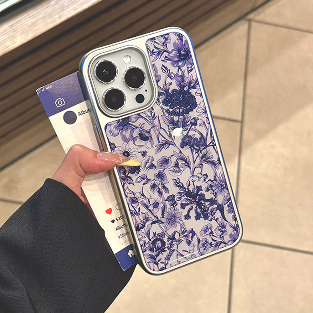 Small fresh flowers fill the screen, suitable for iphone16promax electroplated mobile phone case, apple 15 glue protective cover 14