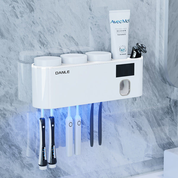 Smart toothbrush sterilizer UV sterilization Rechargeable light energy No punching Wall-mounted electric brushing cup rack