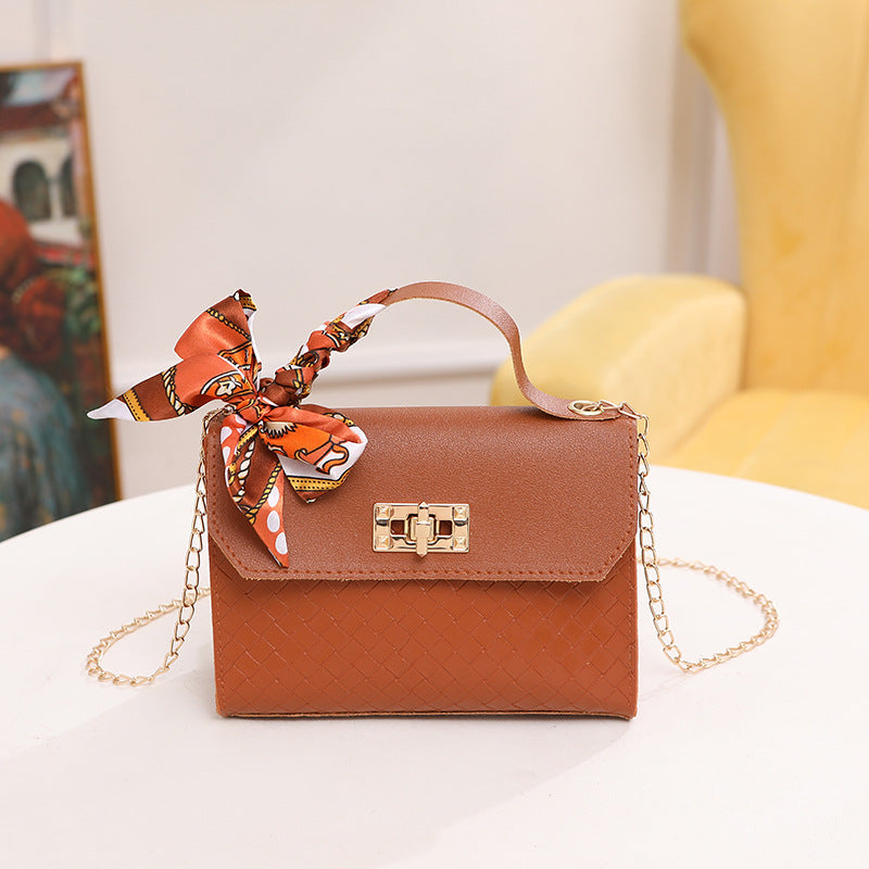 Silk scarf square bag 2023 new mobile phone bag messenger bag diamond chain shoulder bag  women's handbag