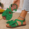 new women's plus size flat sandals - fashionable butterfly knot back elastic band casual slip-on beach sandals