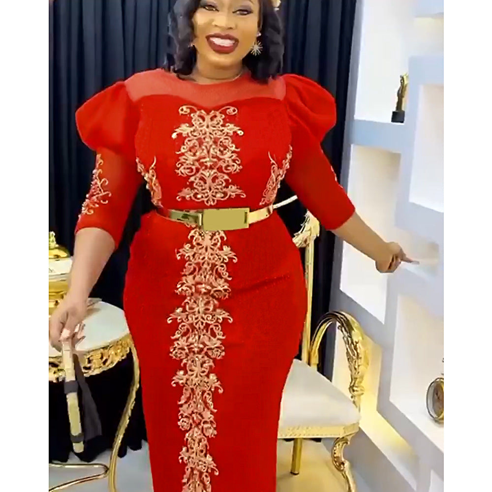 European and american clothing african     christmas hot-selling rhinestone party dress