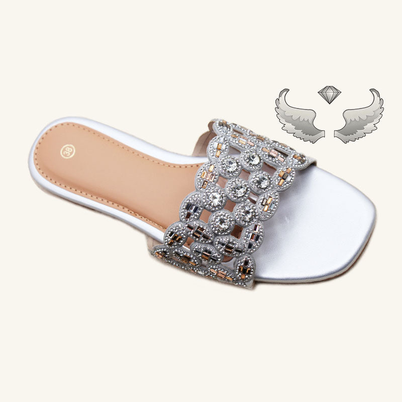 Cape Verde Foreign Trade Wholesale Craft Shoes Women's Flat Bottom Lightweight Slippers with Drills Women's Slippers